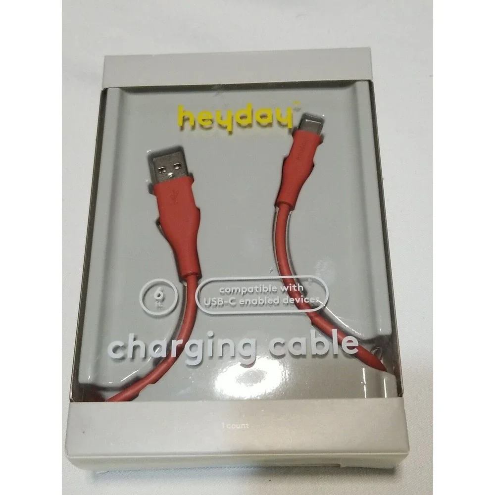 Heyday Charging Cable USB-C to USB-A Round Cable 6ft Rose Pink New